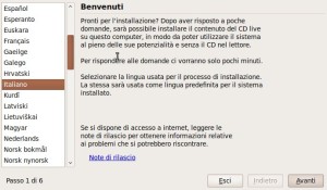 schermata benvenuto ubuntu 9.10