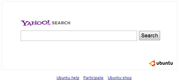 La nuova pagina di ricerca Ubuntu-Yahoo