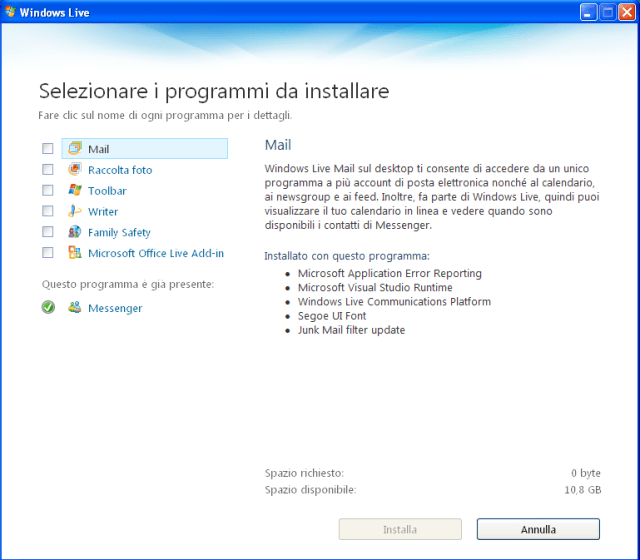 installazione programmi Windows Live