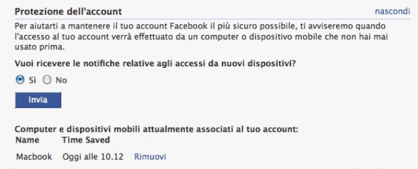 Facebook ti avvisa se qualcuno usa il tuo account da un altro PC