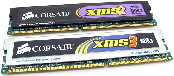 memoria ram DDR2 a confronto con un banco di memoria DDR3