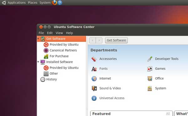 screenshot di Ubuntu Software Center su Ubuntu 10.10 beta 3 "Maverick Meerkat"