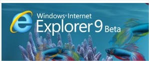 Windows Internet Explorer 9 beta logo con i pesci