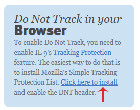 click here to install Do Not Track