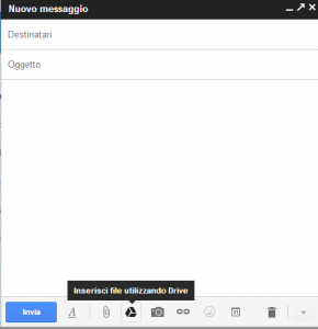 Google Drive bottone per gmail file di grandi dimensioni email