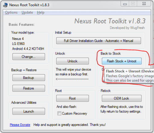 Nexus Root Toolkit - Flash Stock + Unroot